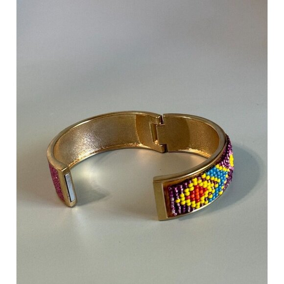 Betsey Johnson Flights of Fancy Bangle Bracelet Glass Beaded Pink Glitter Dust 7 - Picture 7 of 7